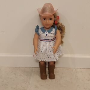 Our Generation Cowgirl Doll with Polka Dot Dress and Pink Hat